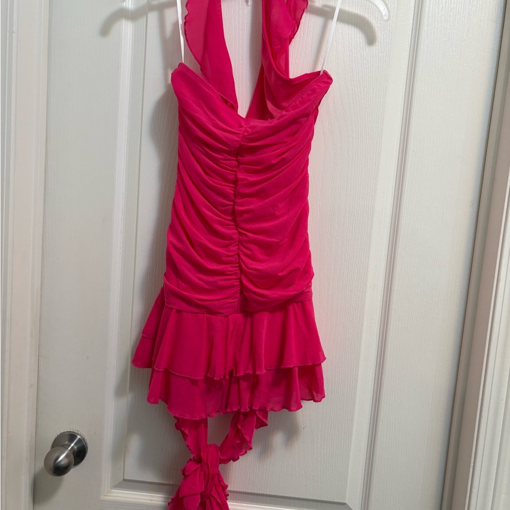 Pink Ruffled Mini Dress NWOT - Picture 6 of 6